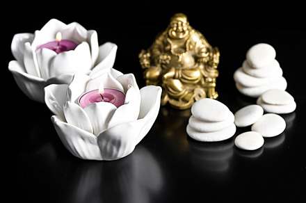 Candles, Buddha and Stones, a Health & Medical Photo by LiliGraphie