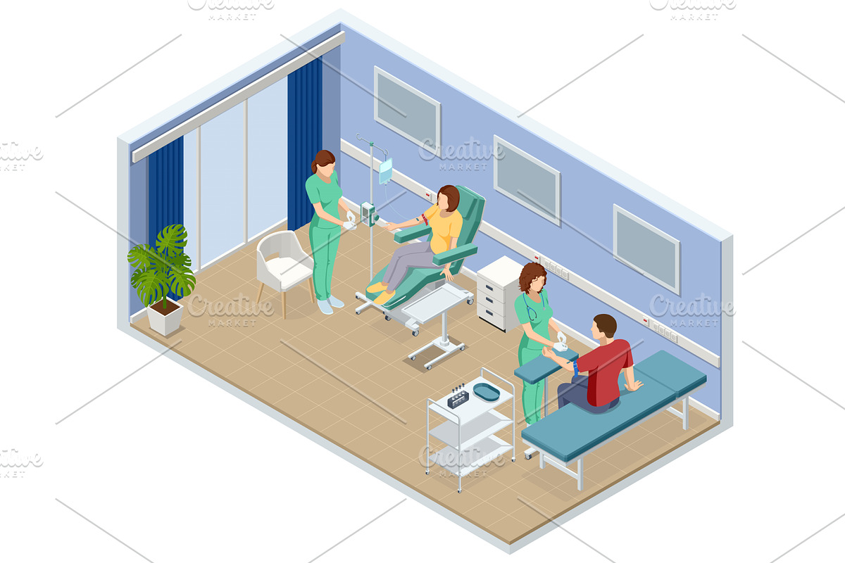Isometric female patient sits in a, a Healthcare Illustration by Golden Sikorka