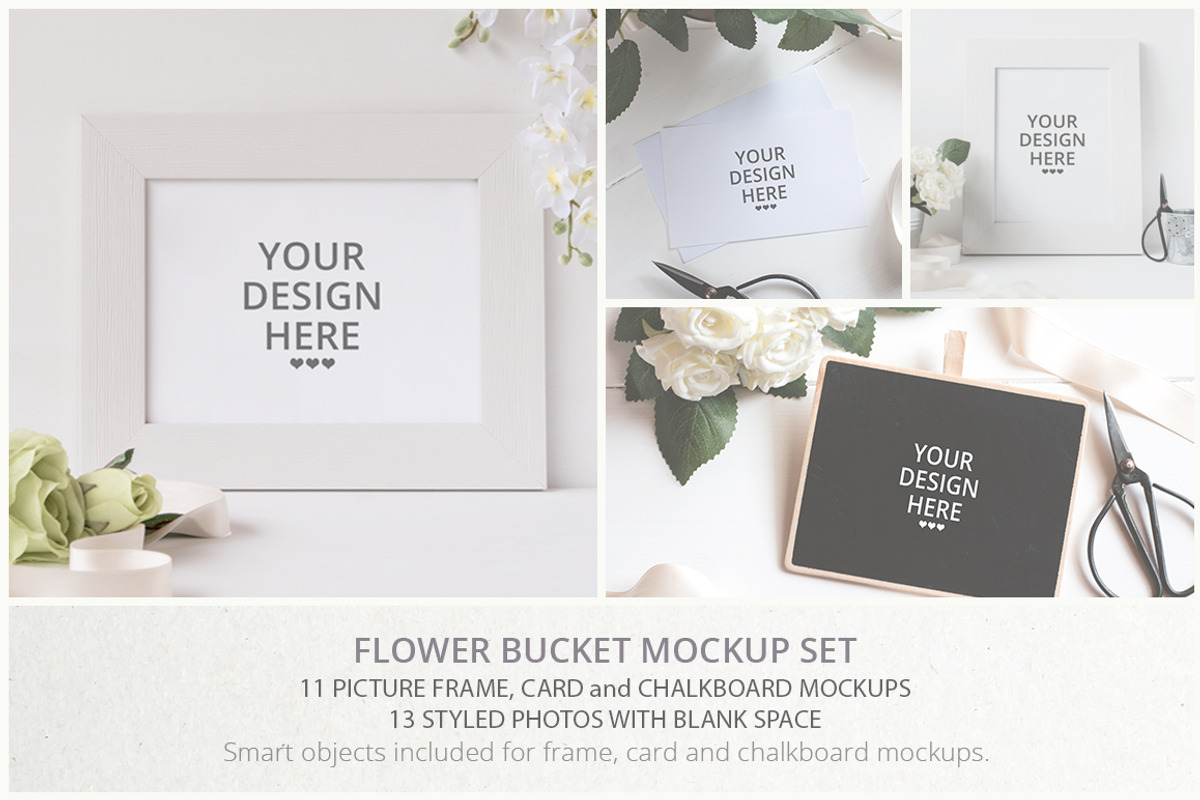 Flower Bucket Mockup Bundle, a Print Template by Bobboz Store (Photo 1 of 3)