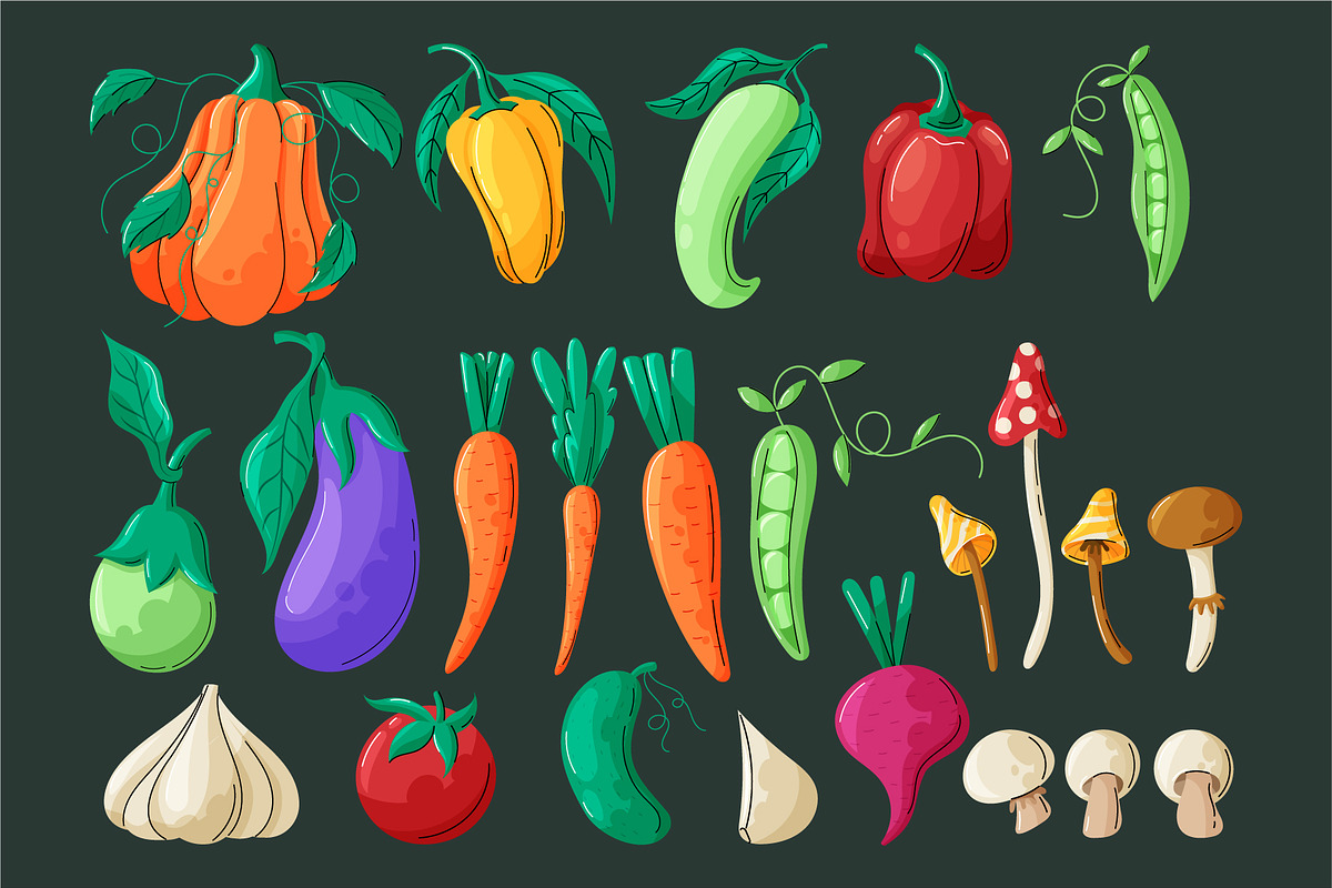 Vector Veggies – Colorful Food Art, a Food Illustration by Thkatefox (Photo 2 of 4)
