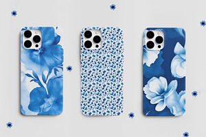 Cyanotype Watercolor Floral Patterns