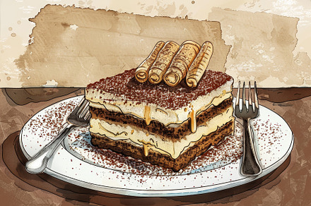 A piece of tiramisu cake placed on a, a Photo by Iftikhar Alam