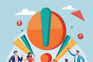 Teamwork with big exclamation mark, a Person Illustration by SouravDesign