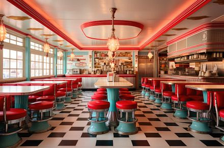 An image of a classic American diner, a Photo by Iftikhar Alam
