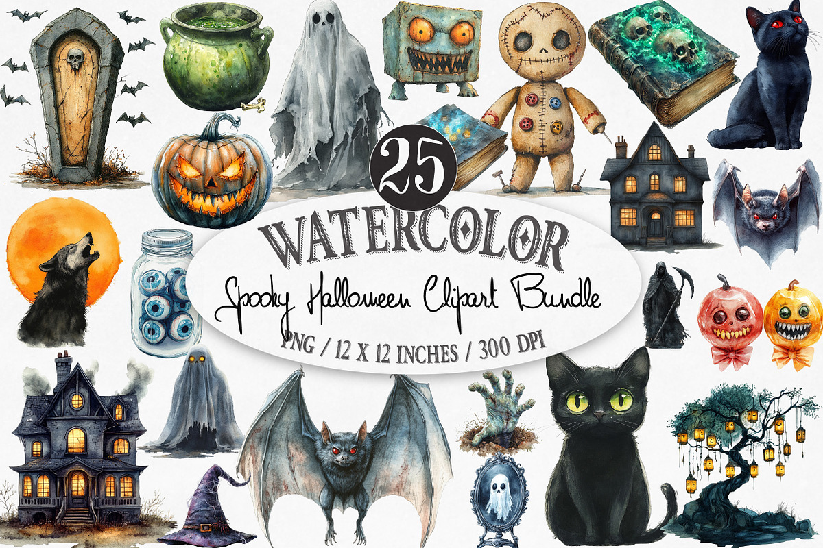Spooky Halloween Clipart, an Illustration by Designking (Photo 1 of 4)