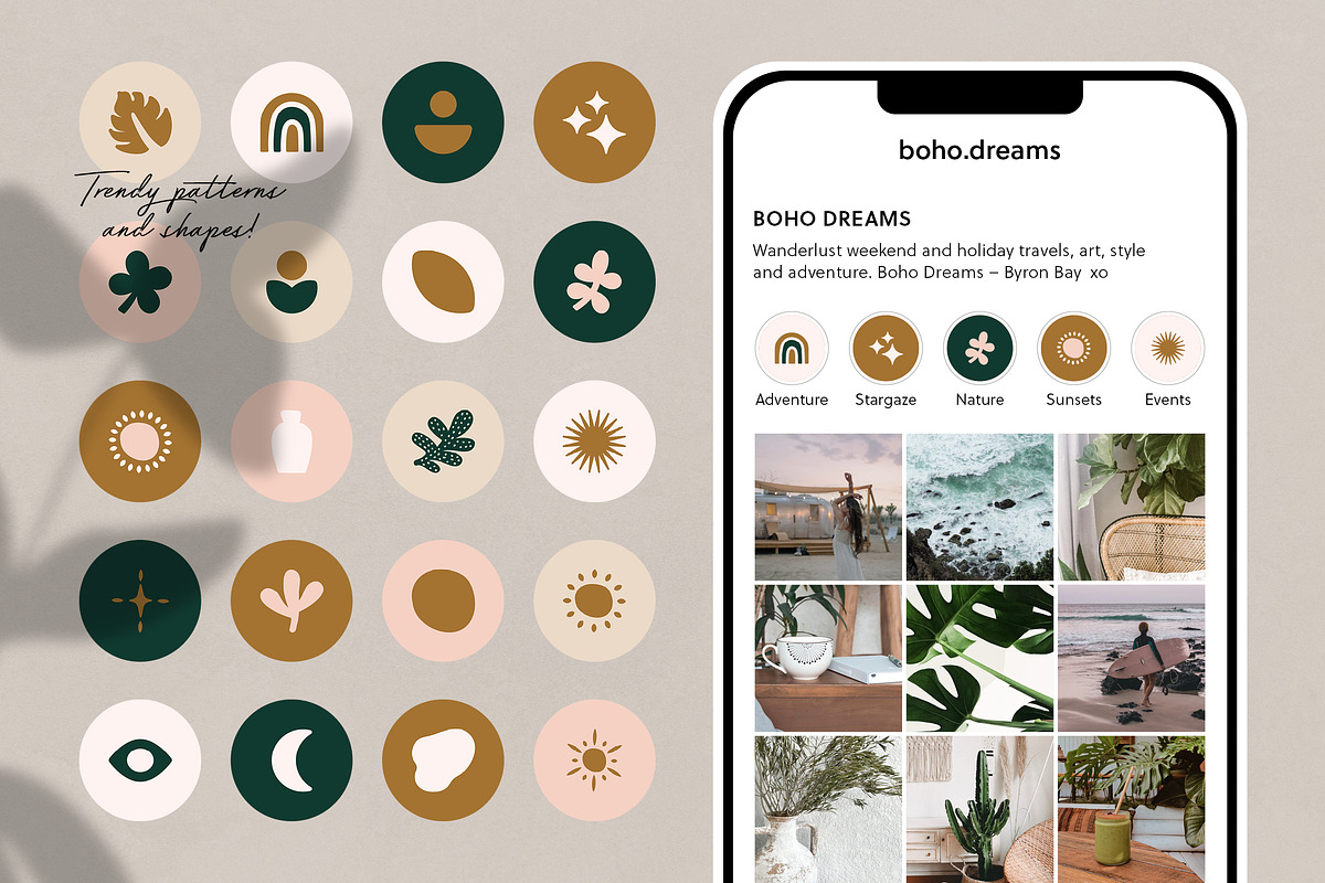 Instagram Highlight Covers Boho Vol1, a Social Media Template by Geometrica Bureau (Photo 2 of 7)