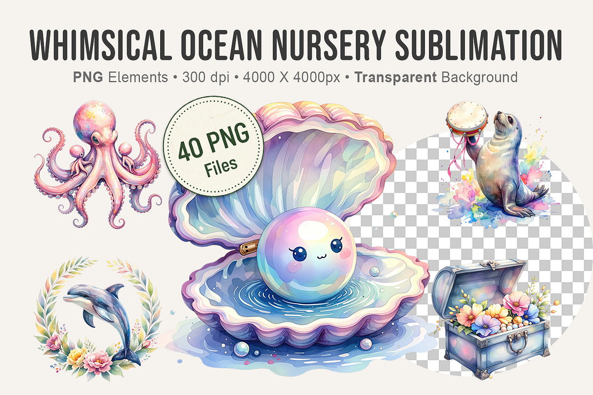 Whimsical Ocean Nursery Sublimation, an Illustration by Artnoy (Photo 1 of 8)