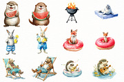 Cute Pool Party Watercolor Clipart, an Illustration by Designworld (Thumbnail 3 of 5)