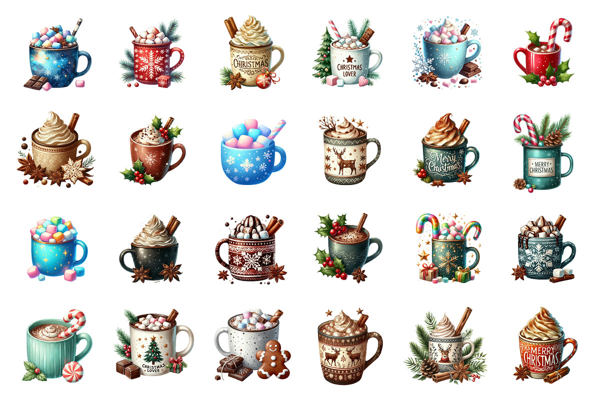 Watercolor Christmas Drinks Clipart, an Illustration by SinaCreation (Photo 2 of 7)