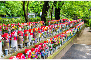 Jizo statues at the cemetery zojoji temple tokyo featuring tokyo, japan, and, an Architecture Photo by Leonid Andronov