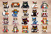 Funny cat Halloween Stickers, an Animal Illustration by ElenazlataArt (Thumbnail 3 of 6)