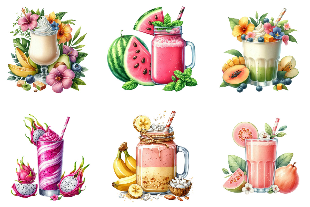 Summer Tropical Smoothie Cup Clipart, a Seasonal Illustration by DreamArtGraphic (Photo 3 of 4)