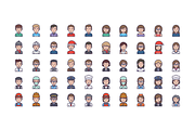 100 Flatline People Avatars Set, an Outline Icon by Vectory (Thumbnail 2 of 4)