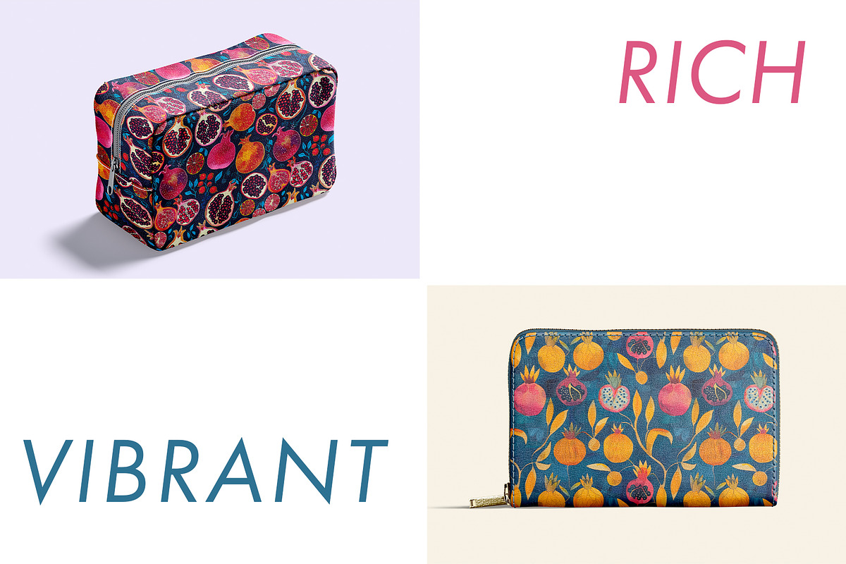 Blue Pomegranates Patterns, a Pattern Graphic by Ninterints (Photo 9 of 19)