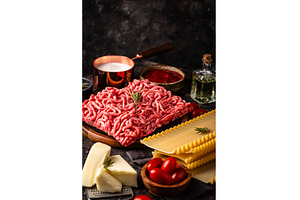 Ingredients for cooking lasagna, a Food & Drink Photo by Yulia Furman