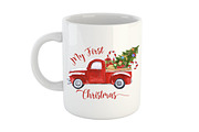 Christmas Red Truck Sublimation, an Illustration by vivastarkids (Thumbnail 2 of 7)