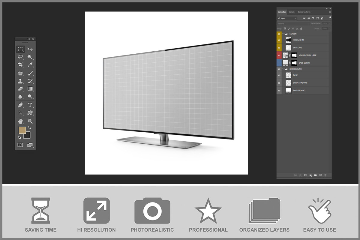 Smart TV Screen Mockup PSD, a Mockup by Bruno's Shop (Photo 3 of 4)
