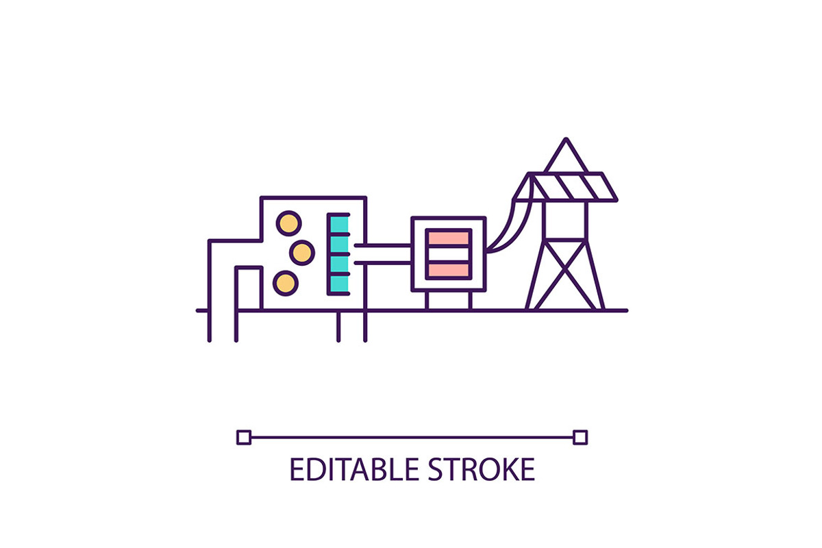 Dry-steam power plant RGB color icon, an Icon by IMG Visuals