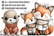 Winter Animals in Sweaters Clipart, an Illustration by Pixels.Craft (Thumbnail 4 of 6)