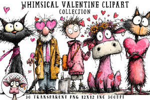 Whimsical Valentine Clipart, an Illustration by OK Design