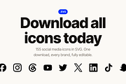 155 Social Media Icons SVG Bundle, a Solid Icon by Design Bits (Thumbnail 6 of 6)