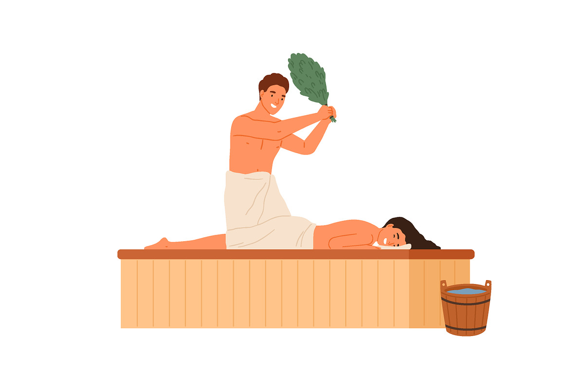 People relax in sauna set, a Person Illustration by Good Studio (Photo 2 of 7)