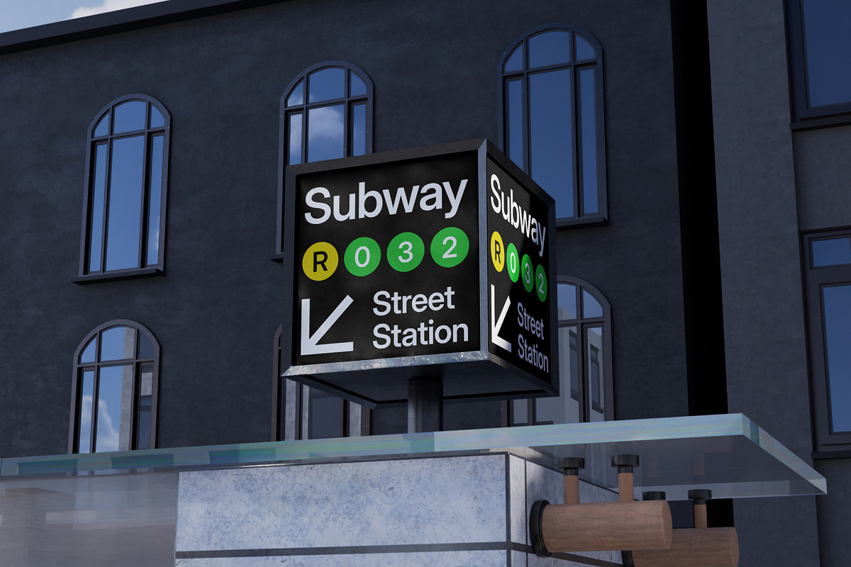 Subway Sign Mockup, an Advertising Mockup by SLAB! Design (Photo 4 of 7)