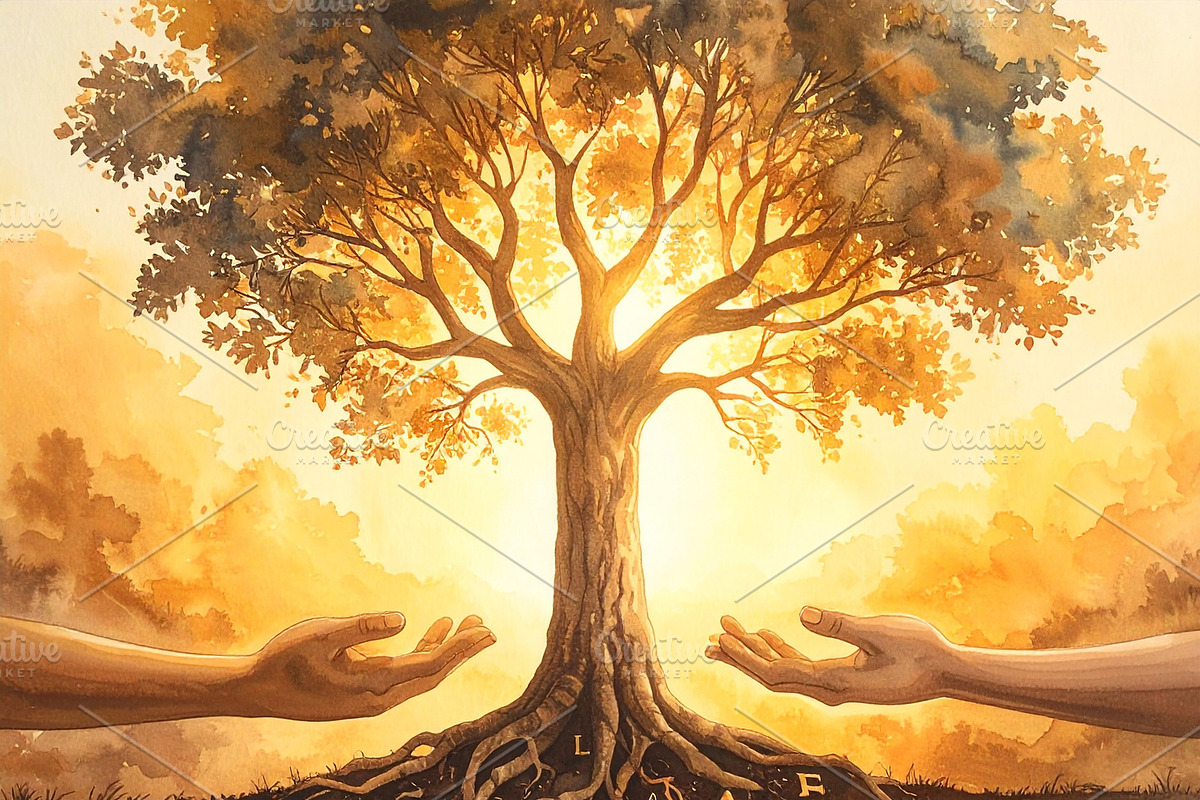 The golden tree of harmony and connection, an Education Illustration by DanFLCreativo