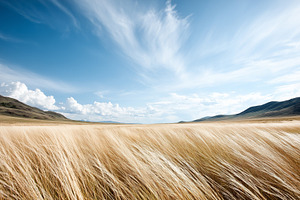 Vast golden prairie under bright sky, a Nature Photo by MistyDay