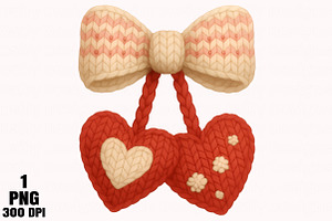 Crochet Valentine Cherry PNG, an Illustration by Daily.Designs