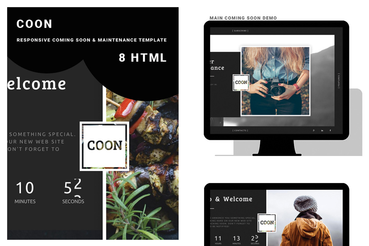 Coon - responsive coming soon, a Bootstrap Template by margin-left