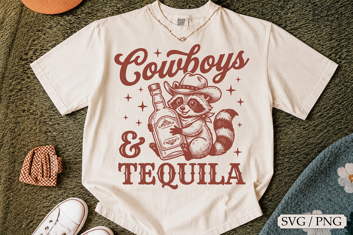 Cowboys & Tequila SVG, Cute Raccoon, an Animal Illustration by Libby Wishes (Photo 1 of 3)