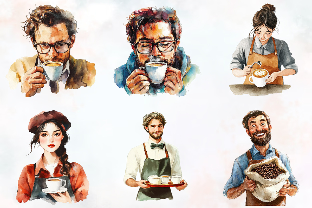 Barista Watercolor Cliparts, a Person Illustration by RobertsArt (Photo 2 of 7)