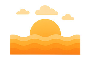 Colorful sunset over calm ocean with, an Illustration by ZinetroN