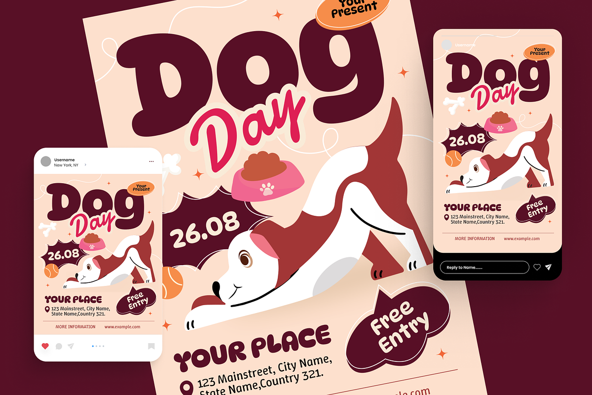 Illustration Dog Day Event Flyer Set, a Flyer Template by Annora Studio (Photo 2 of 6)