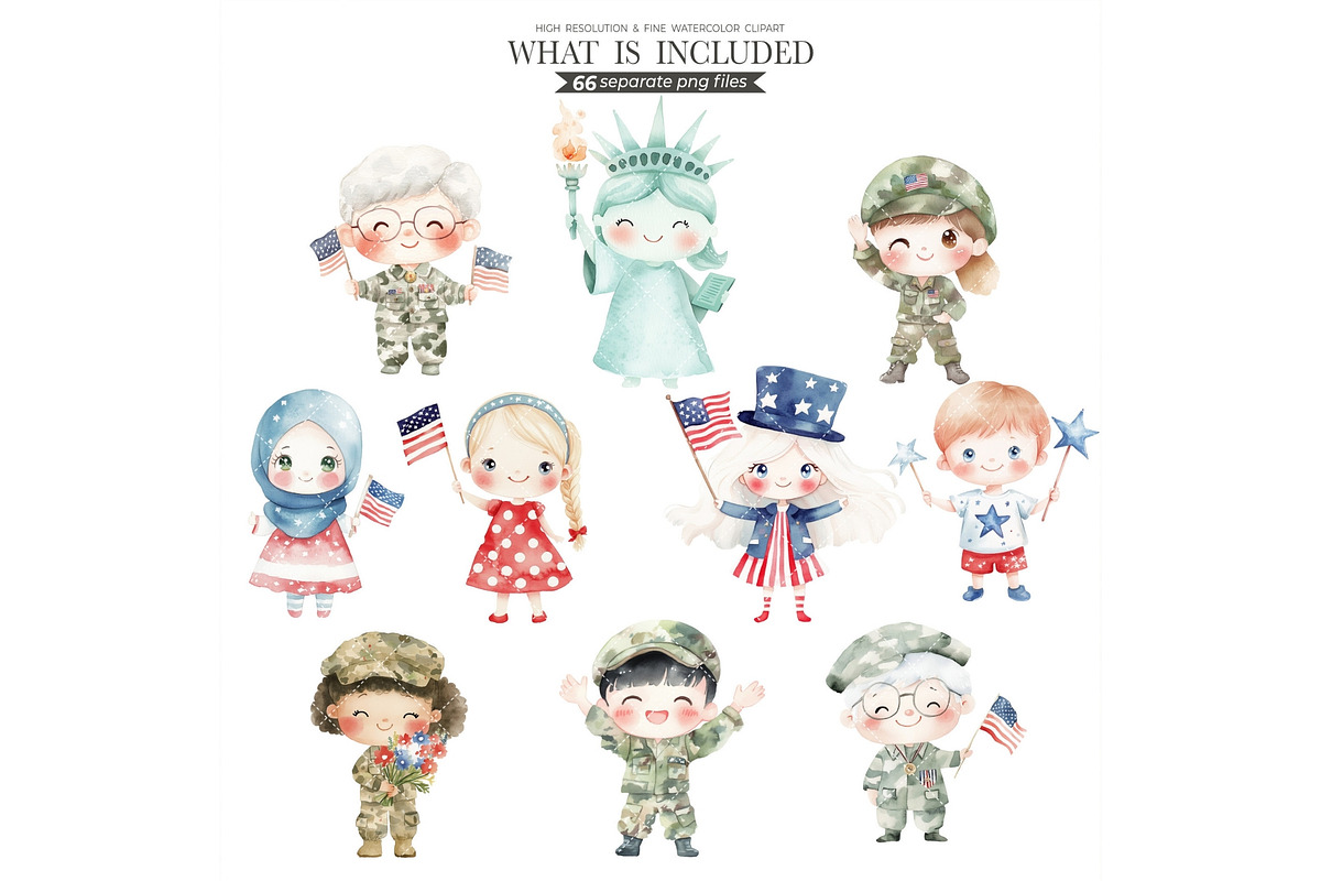 4th of July Watercolor Clipart, an Illustration by CharmClipart (Photo 2 of 9)