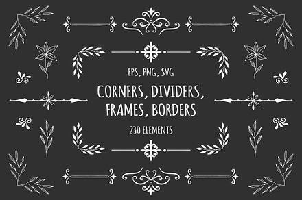 Set of hand drawn dividers & frames