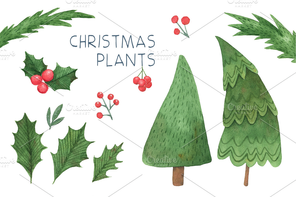 CHRISTMAS - WATERCOLOR CLIP ART, a Decorative Illustration by Kattarina Po (Photo 5 of 8)