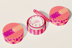 Three Cake Box Package Mockup