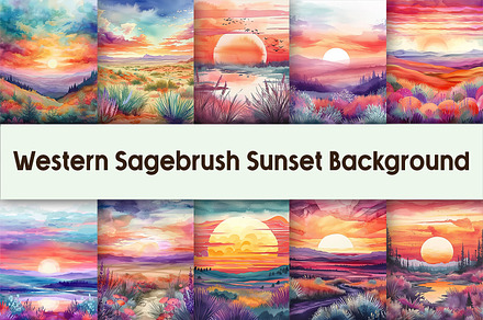 Western Sagebrush Sunset Background, a Background Graphic by AdriOP