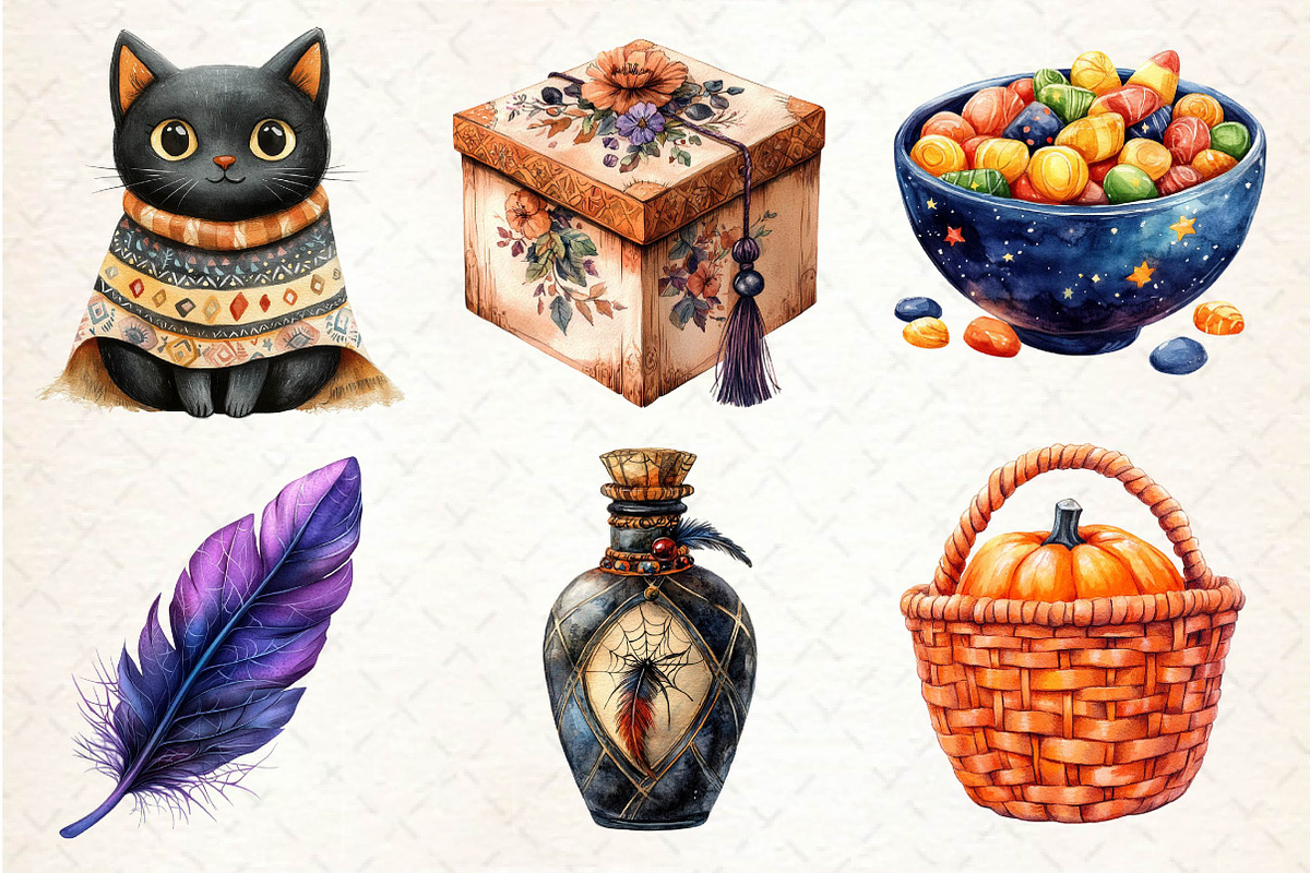 Boho Halloween Trick or Treat Bundle, an Illustration by Dream Creation (Photo 5 of 7)