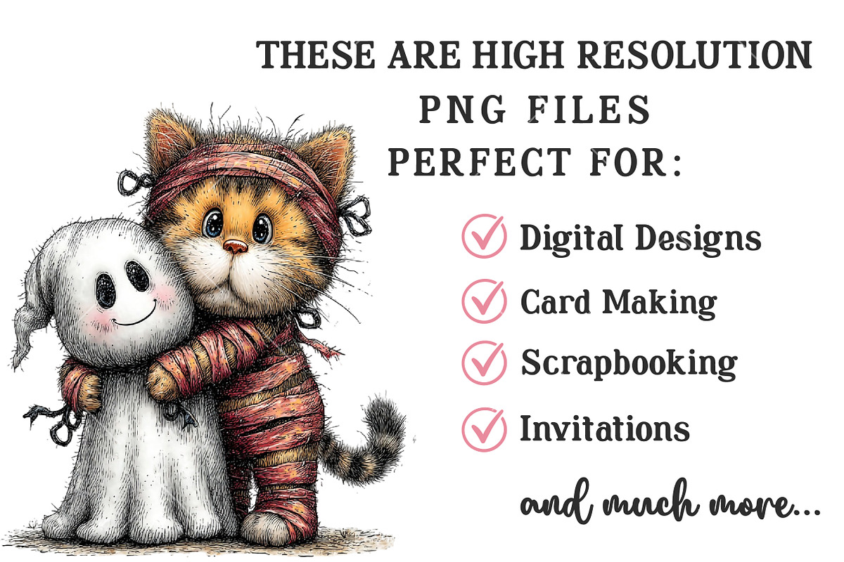 Halloween Mummy Cat Clipart, a Seasonal Illustration by OK Design (Photo 6 of 6)