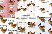 Patterns with cartoon birdies, a Pattern Graphic by Lyolya Profitrolya (Thumbnail 1 of 7)