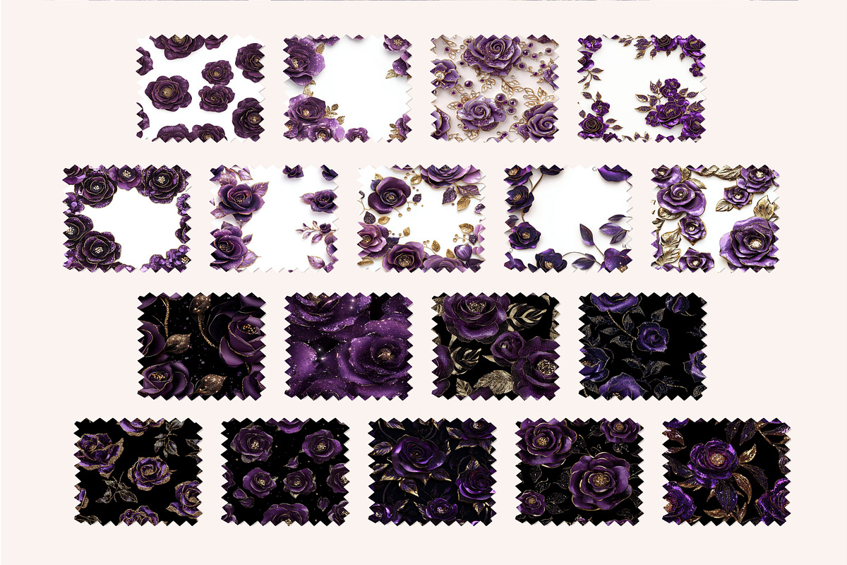 3D Sequin Purple Roses Patterns, a Pattern Graphic by PrintablesByFranklyn (Photo 6 of 6)