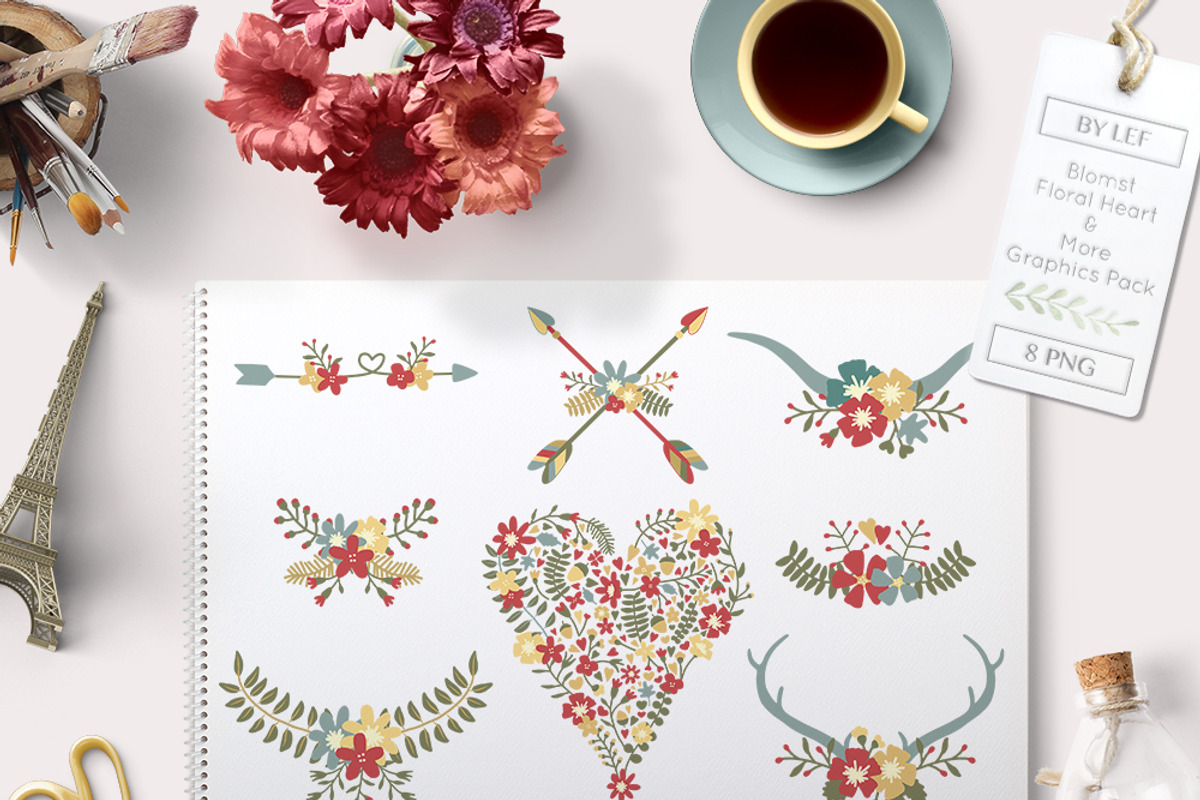 Flower Valentine Graphics Heart, an Illustration by By Lef (Photo 1 of 4)