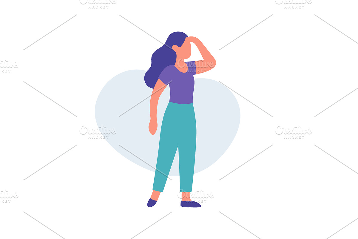 Woman with long hair shading eyes, an Object Illustration by GraphiShop