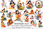 Reading with Mom Mothers Day Clipart, an Illustration by Designking (Thumbnail 1 of 5)