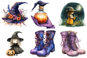 Halloween  witches Clipart, an Illustration by Watercolor design (Thumbnail 3 of 4)
