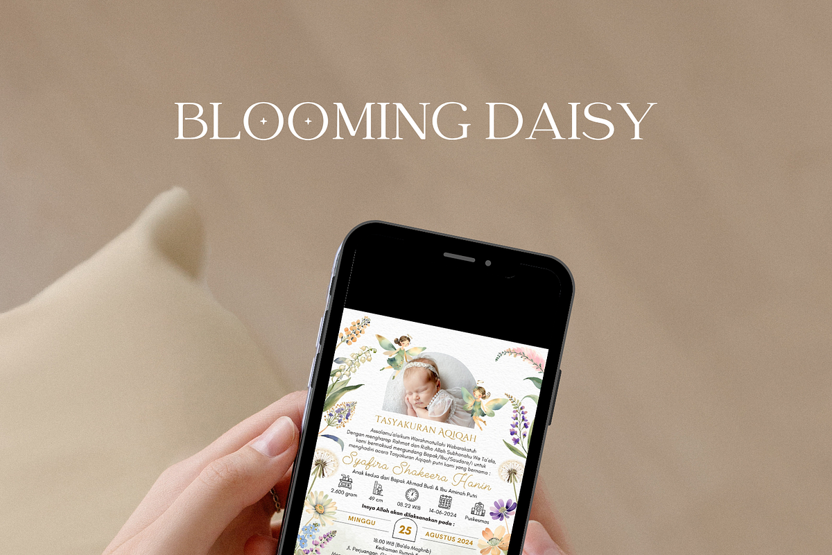 Fairy Floral Aqiqah Canva Template, an Invitation Template by Blooming Daisy (Photo 3 of 4)