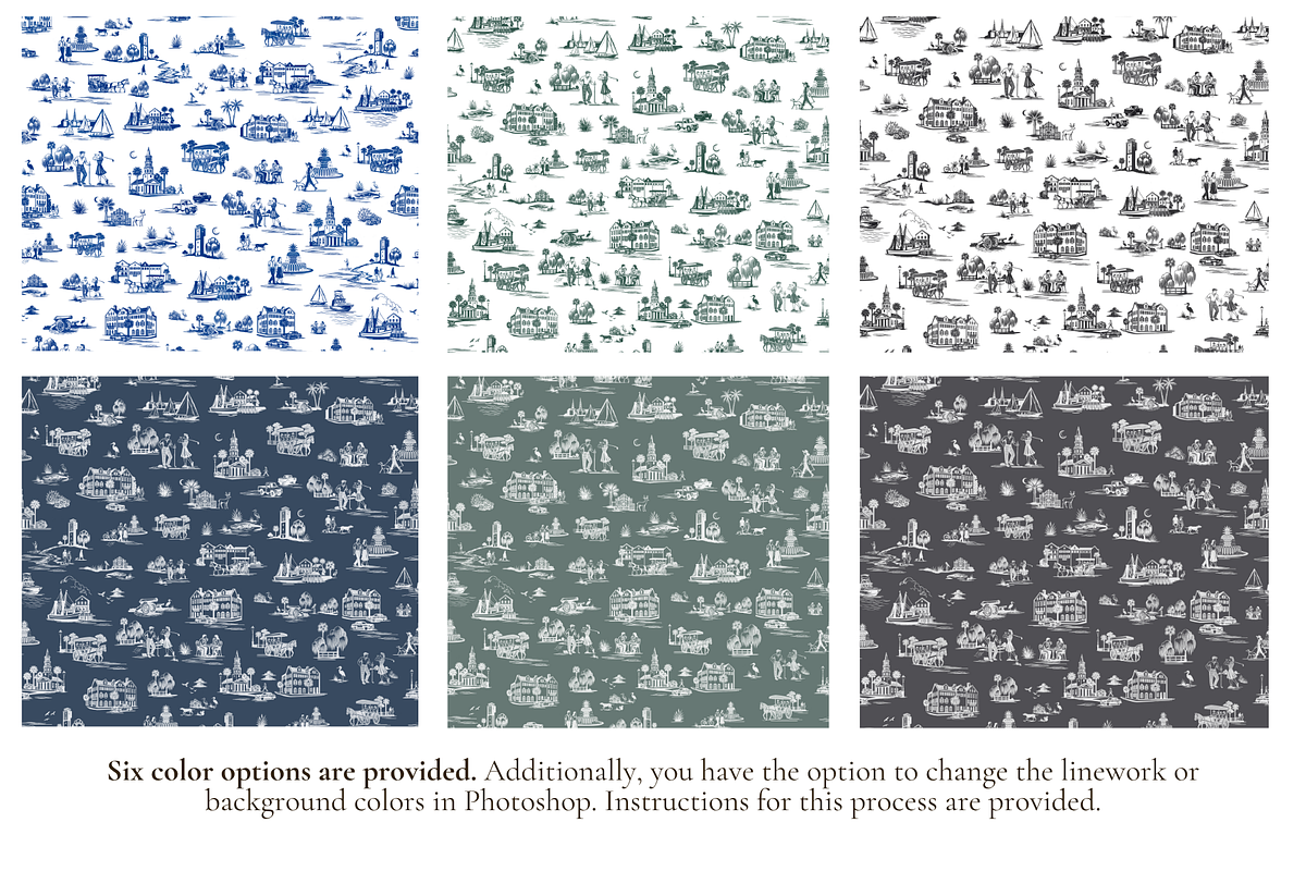Charleston, SC Toile de Jouy Pattern, a Pattern Graphic by Hughes Studio (Photo 2 of 8)